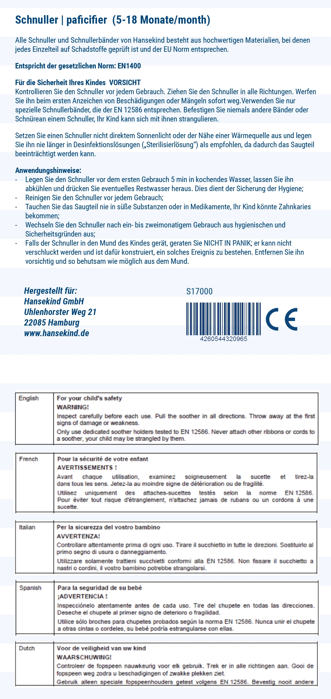 Schnuller, Druck Anker, Made in Germany