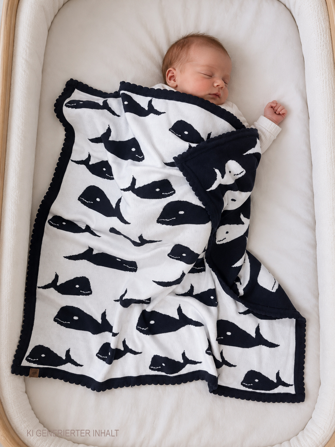 Strickdecke Wal, navy