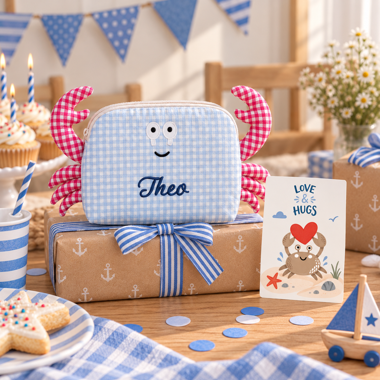 Kinder Grußkarte „LOVE & HUGS“ | Geschenk mit Herz | Hansekind