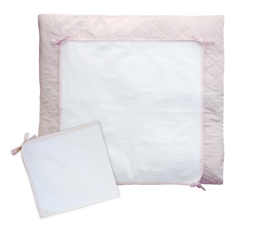 Bezug für Wickelauflagen mit Nässeschutz, rosa karo,75x85 cm