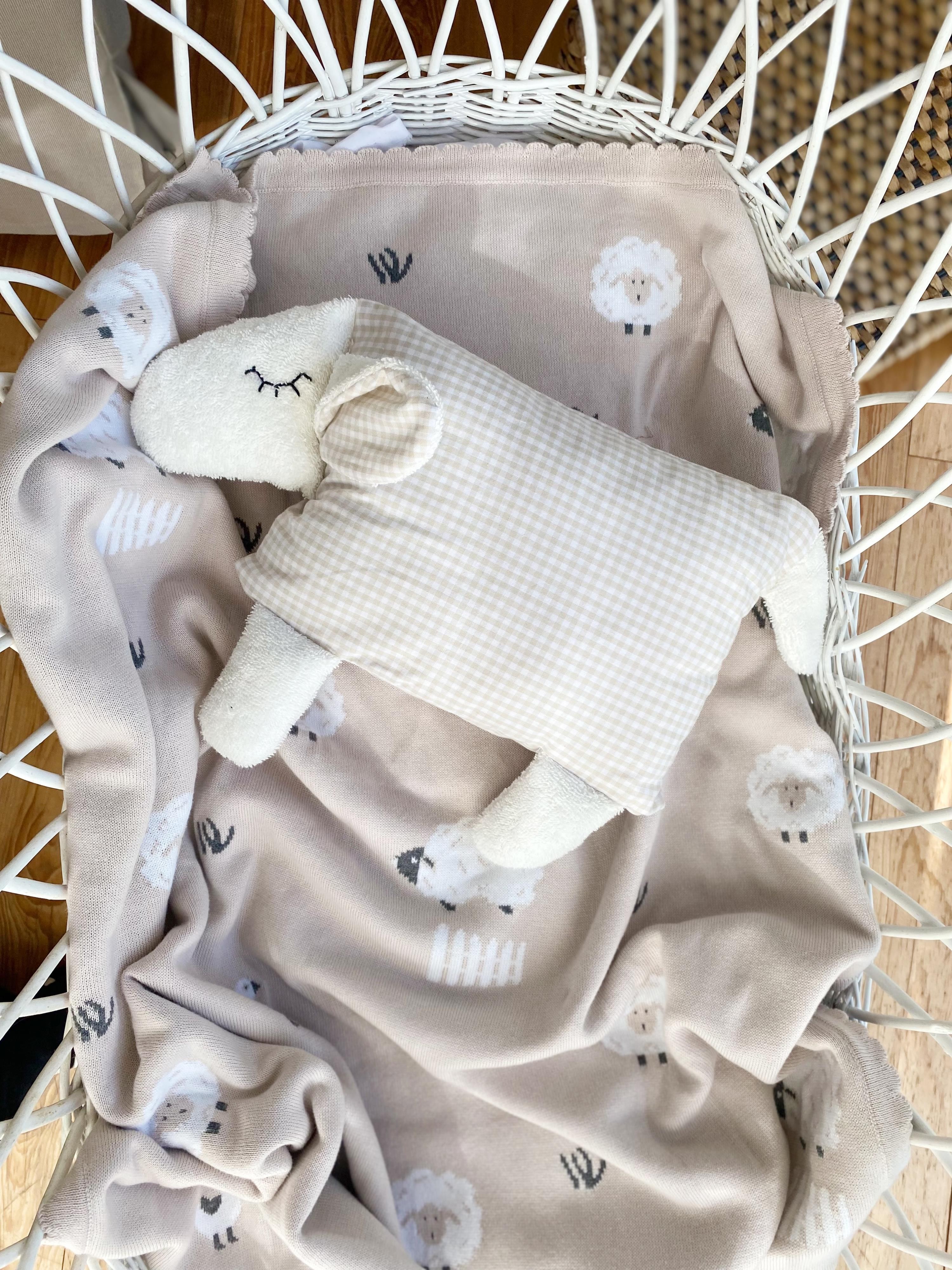 Baby Strickdecke Schafe Sand aus Baumwolle unisex| Hansekind