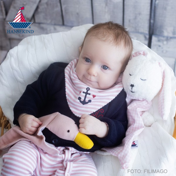Kapitäninnen Geschenke-Set 62/68 | Geschenk zur Geburt Mädchen mit Bio-Baumwoll Strampler & Kuschelhase