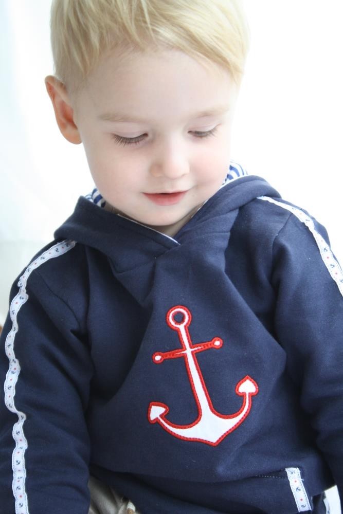 Kap.Sweat-Shirt navy, mit Ankerstickerei 98-104