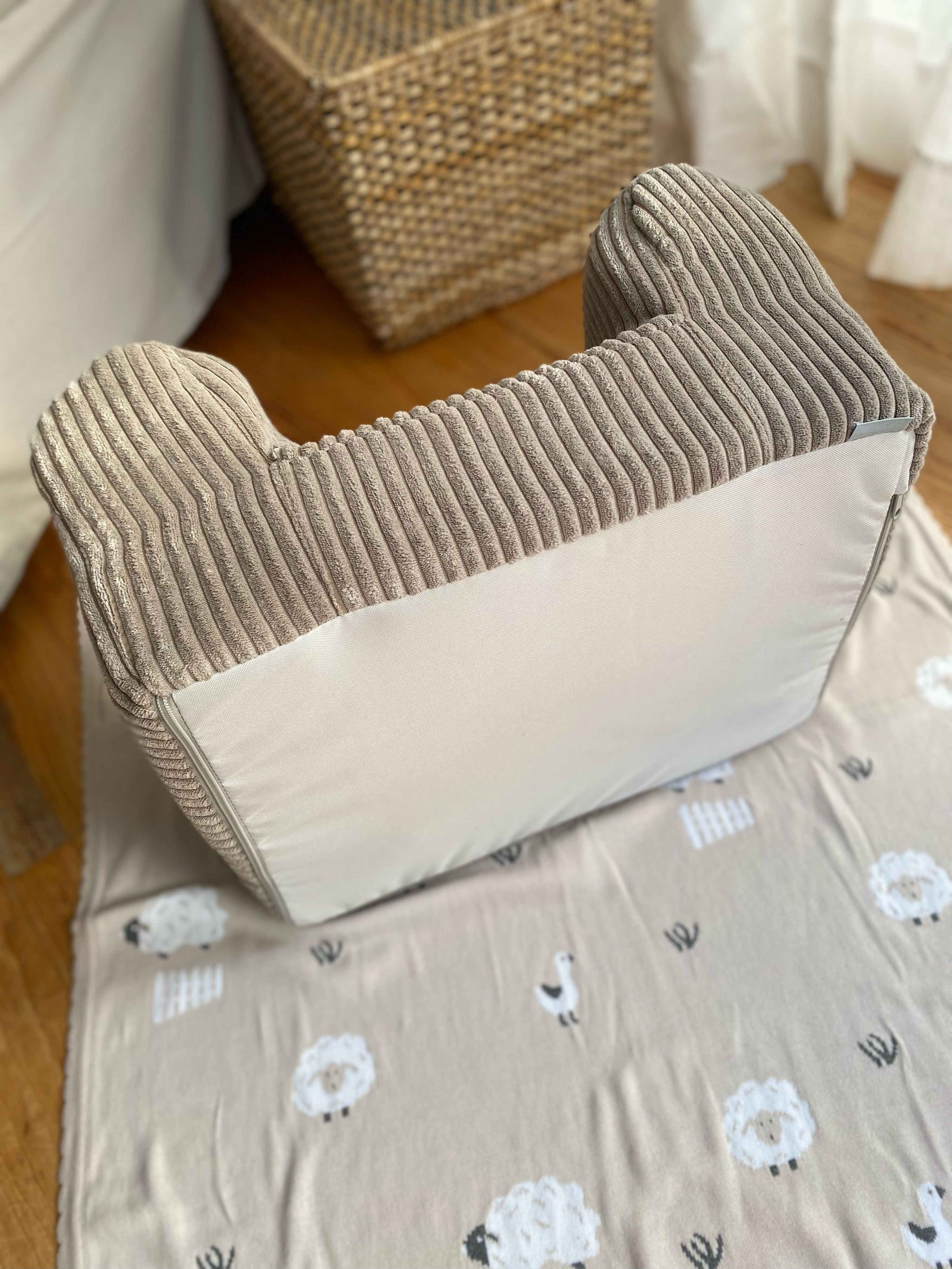Kindersessel Cord Taupe mit waschbarer Husse
