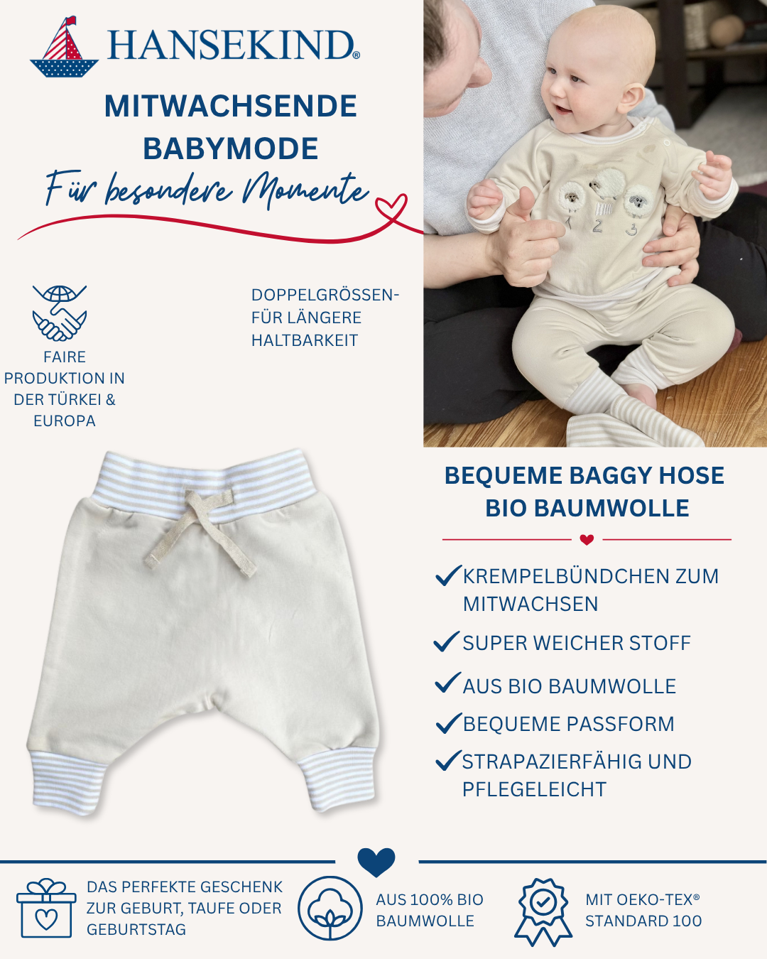 Hose Jersey Hose, Baggy Baby Style, altrosa