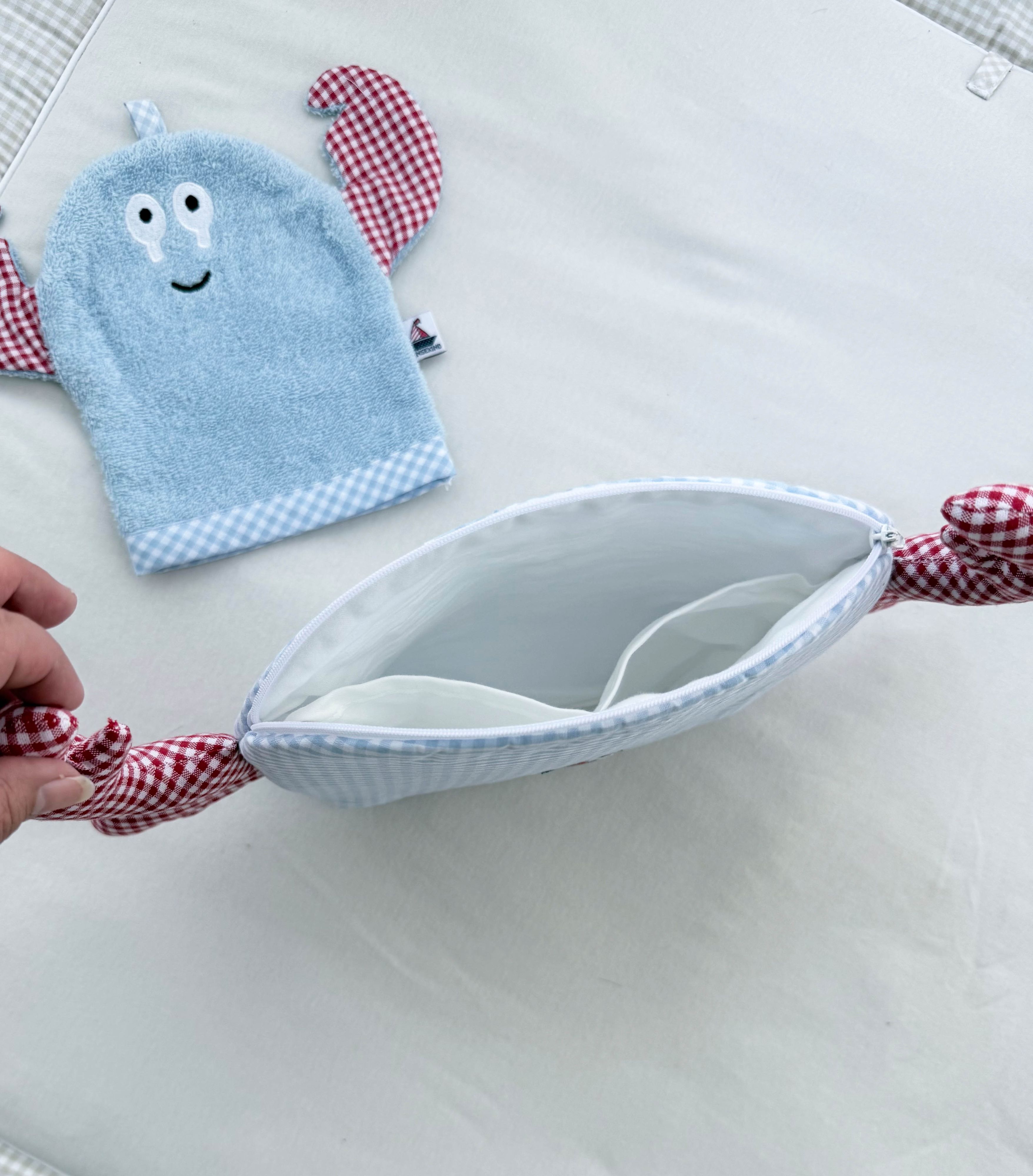 Kinder Kulturtasche Krabbe | Kulturbeutel für Kinder aus OEKO-TEX® Standard 100 | Hansekind