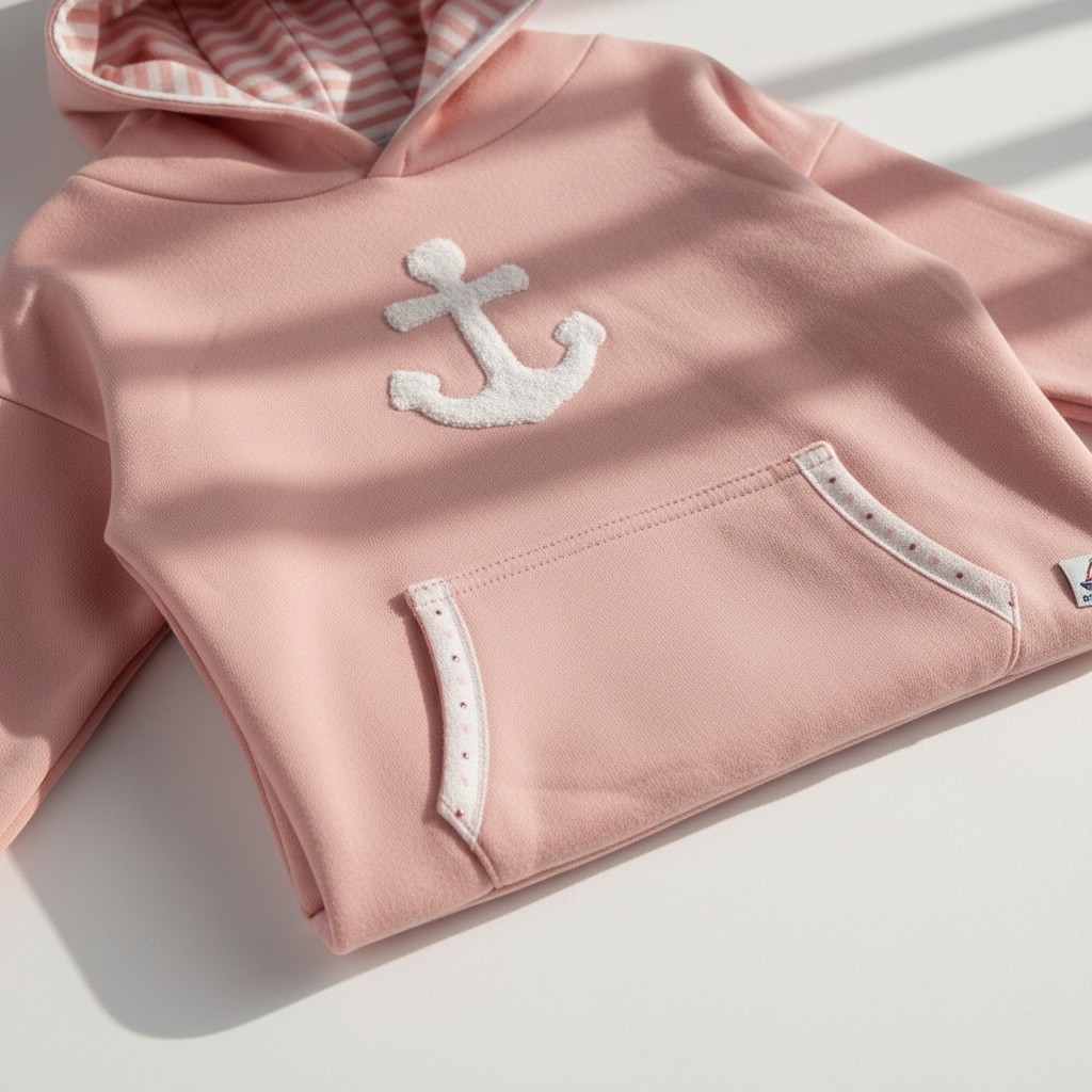 Kap.Sweat-Shirt  rosa mit Frottee Ankerstickerei Gr.74/80