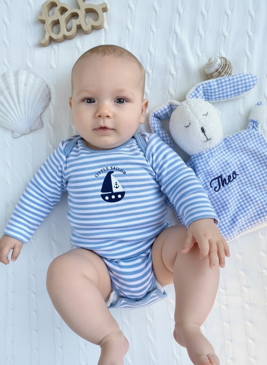 Geschenkeset „Ahoi“ zur Geburt 62/68 | Baby Geschenkset aus Bio-Baumwolle | Hansekind