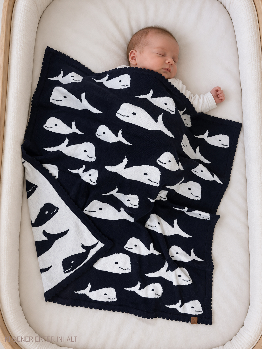Strickdecke Wal, navy