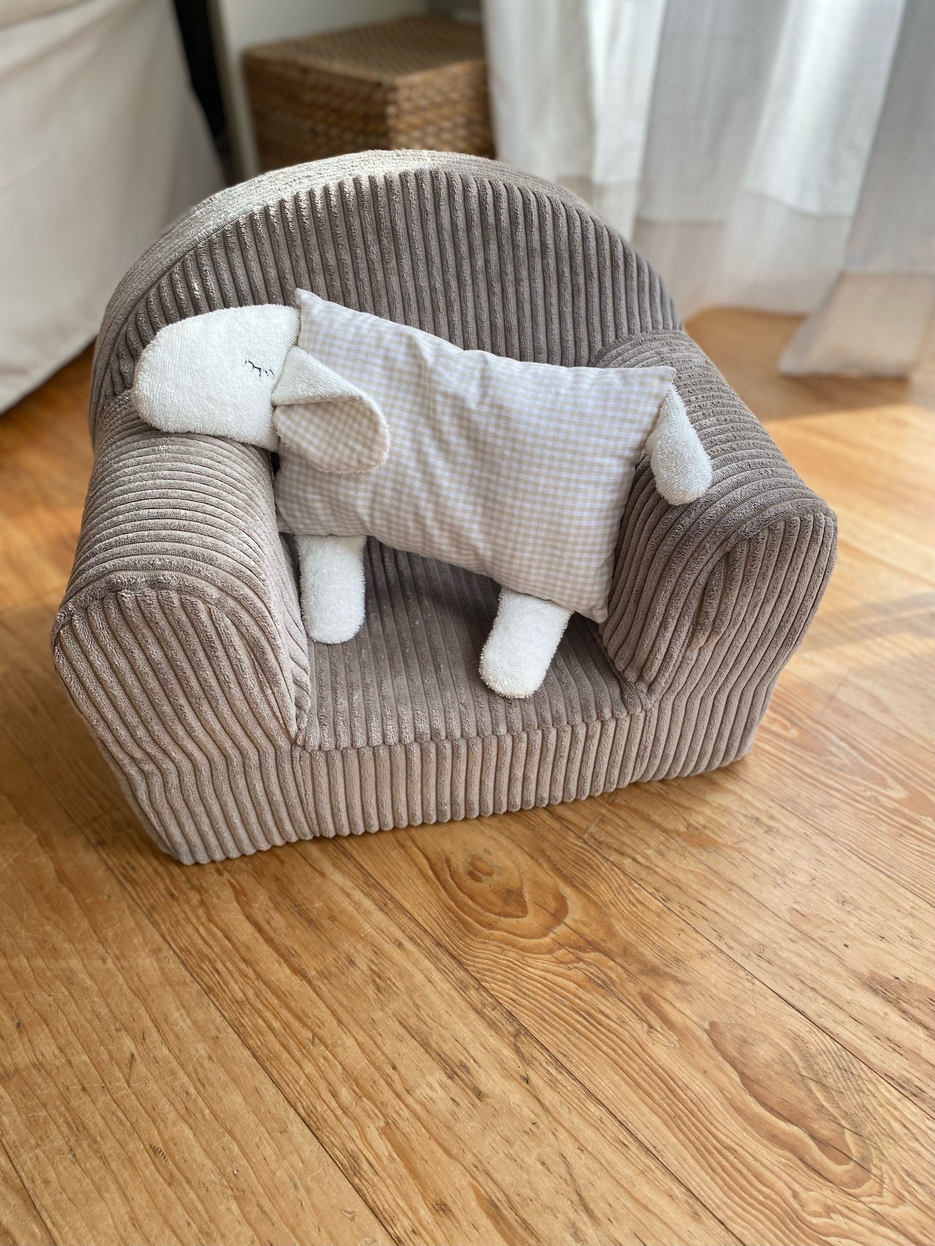 Kindersessel Cord Taupe mit waschbarer Husse