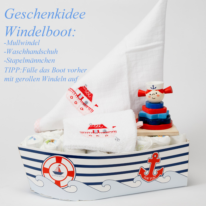 Geschenkschachtel Schiff klein zum Selbstverpacken 23 cm