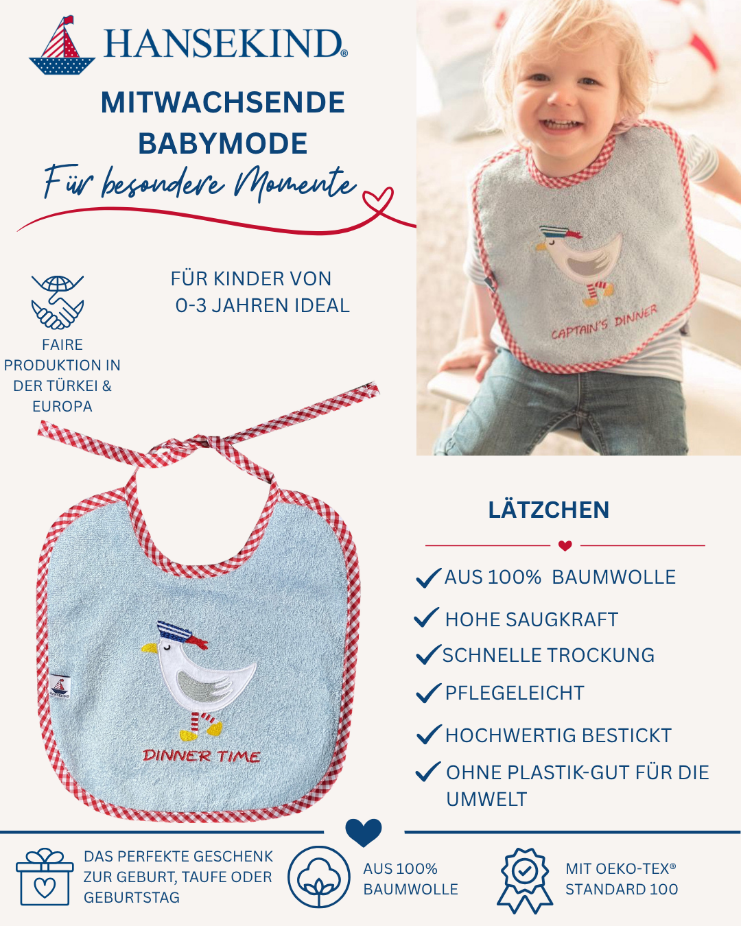 Lätzchen Möwe hellblau