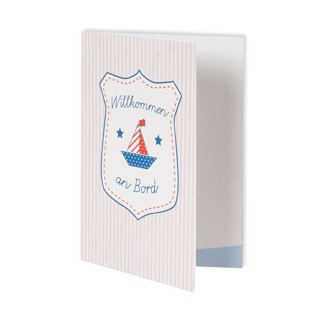 Geburtskarte Emblem "Willkommen an Bord" rosa