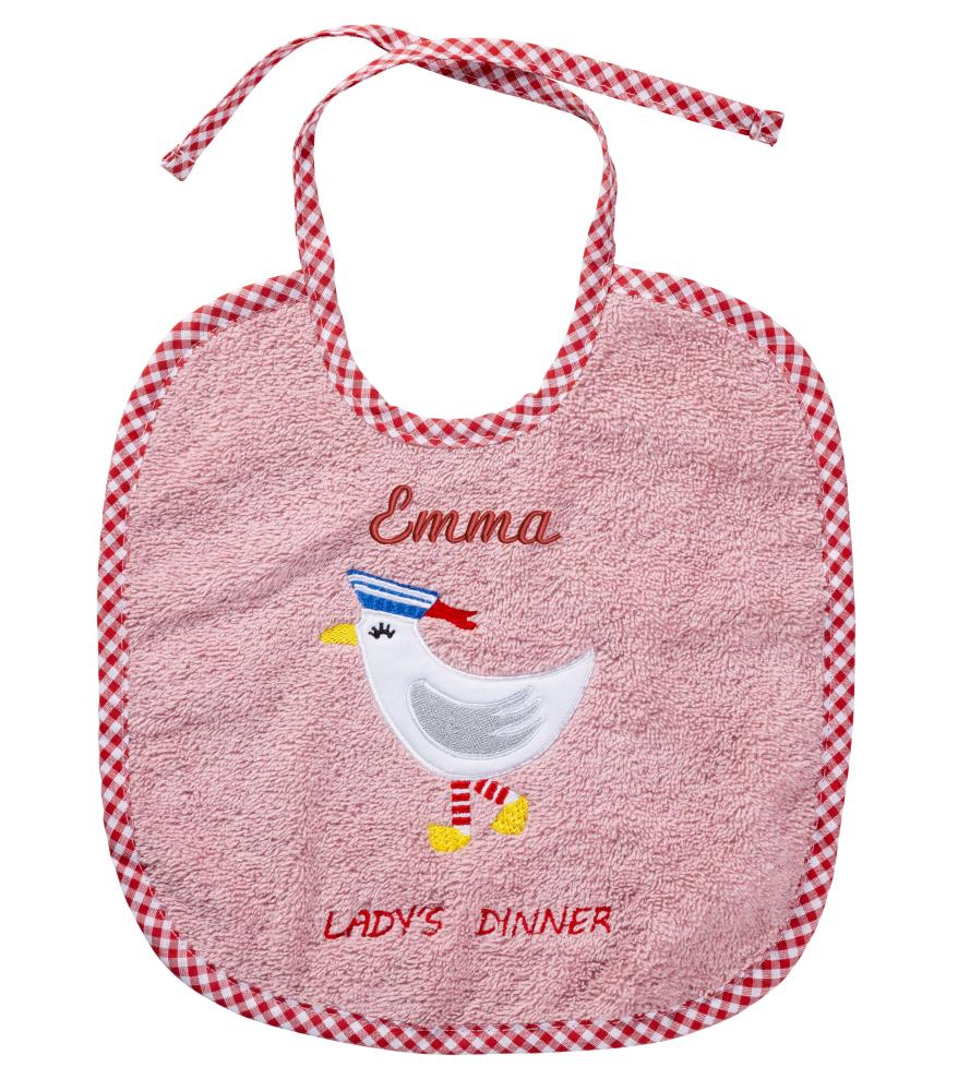 Lätzchen, altrosa Frottee, Möwe