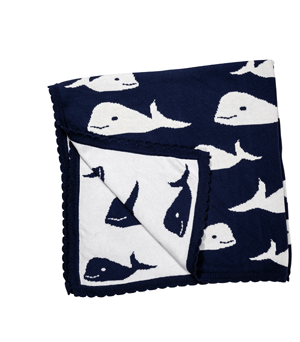 Strickdecke Wal, navy
