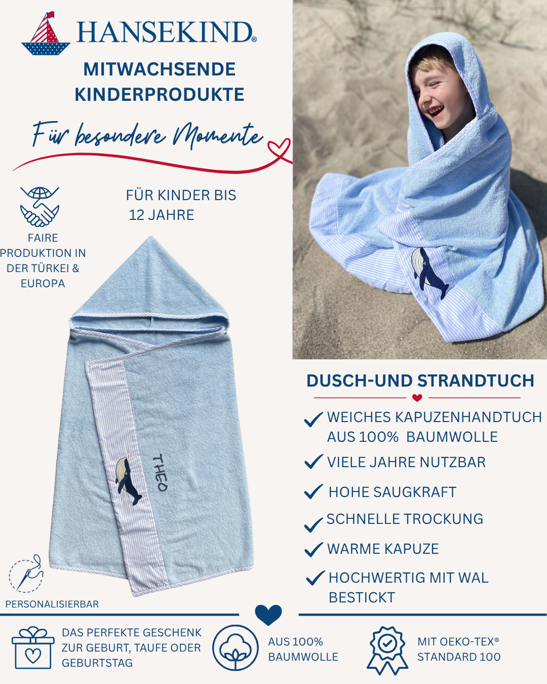 Dusch- und Strandtuch Wal