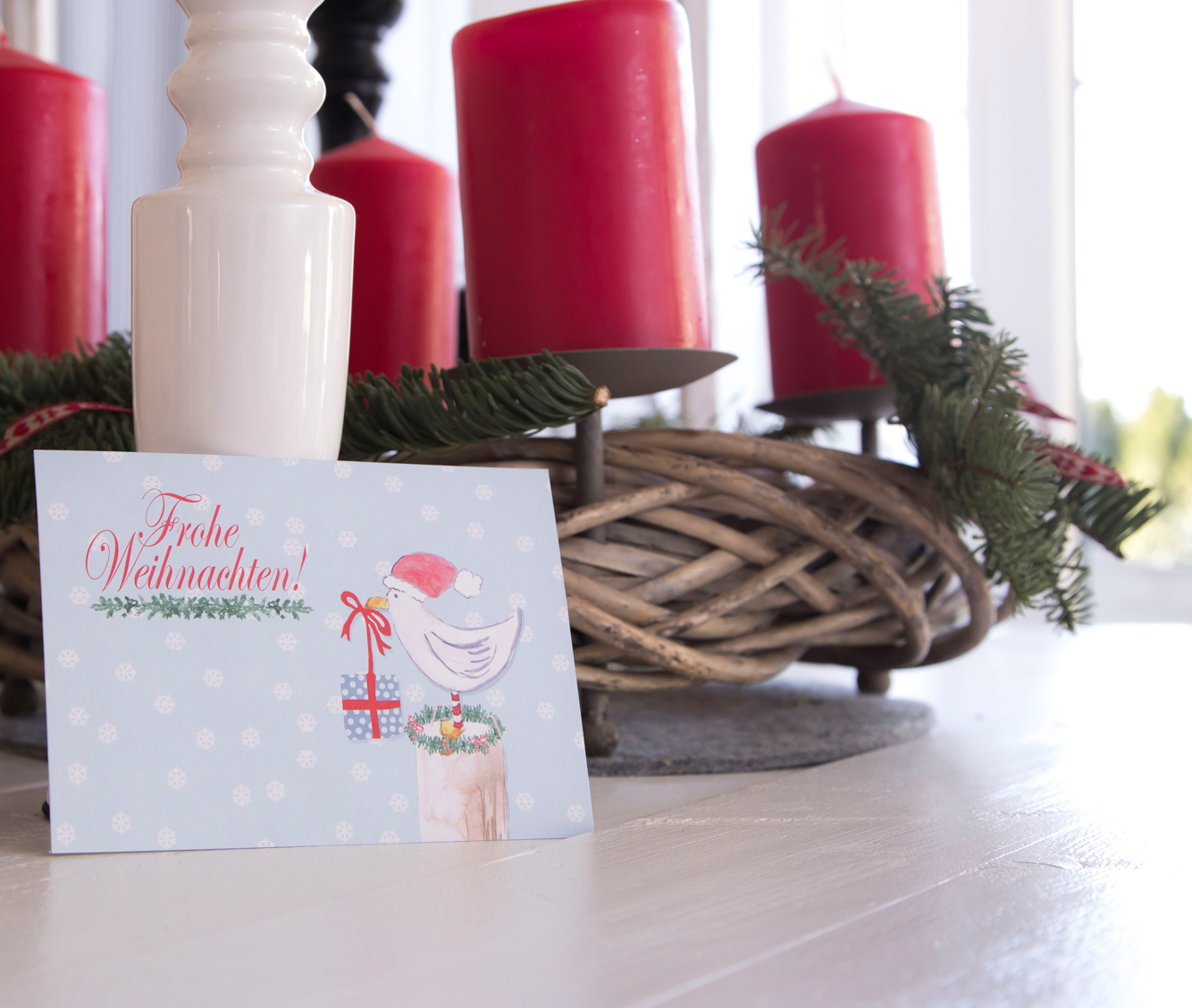 Weihnachtskarte Möwe