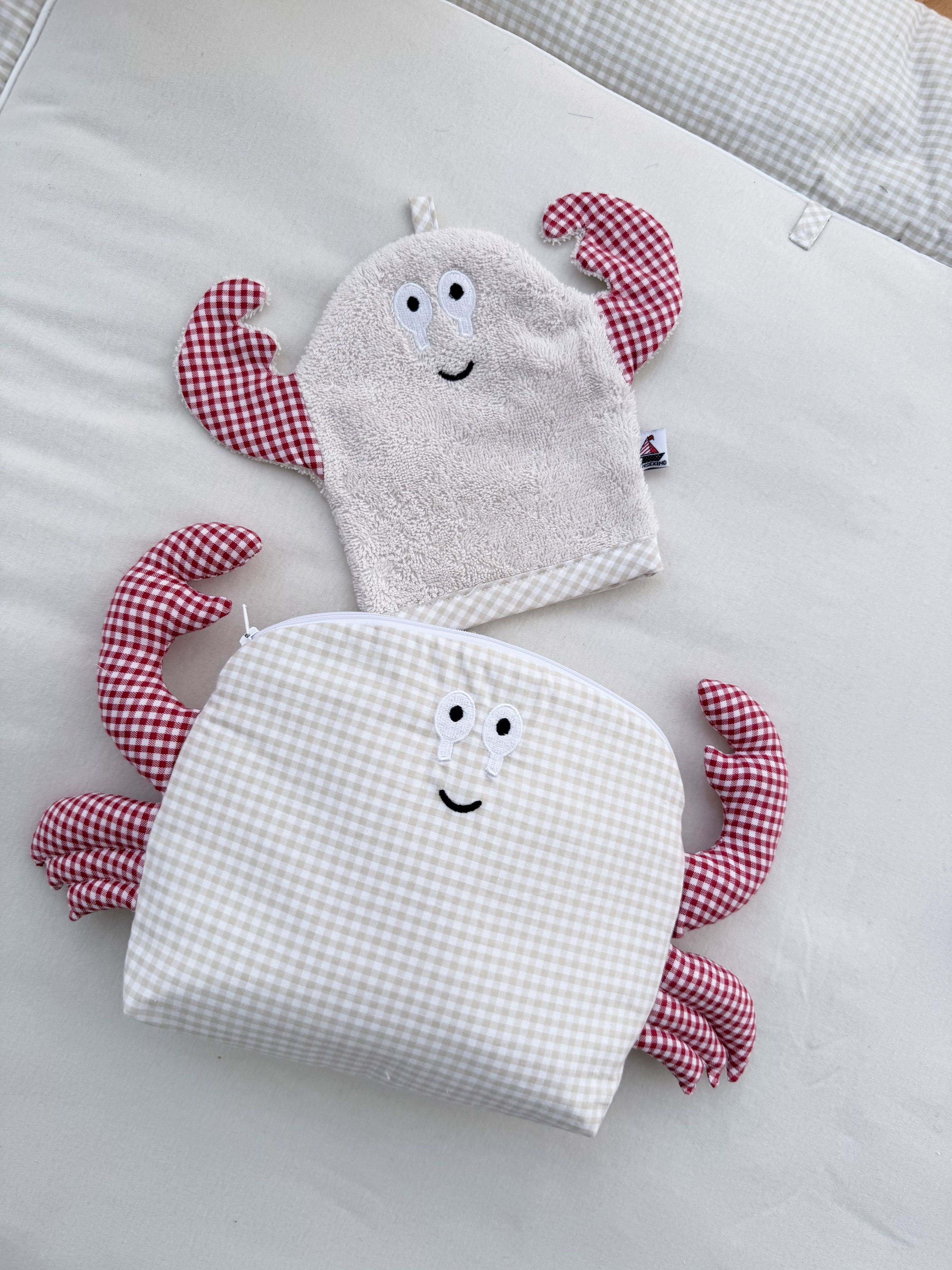 Kinder Kulturtasche Krabbe | Kulturbeutel für Kinder aus OEKO-TEX® Standard 100 | Hansekind
