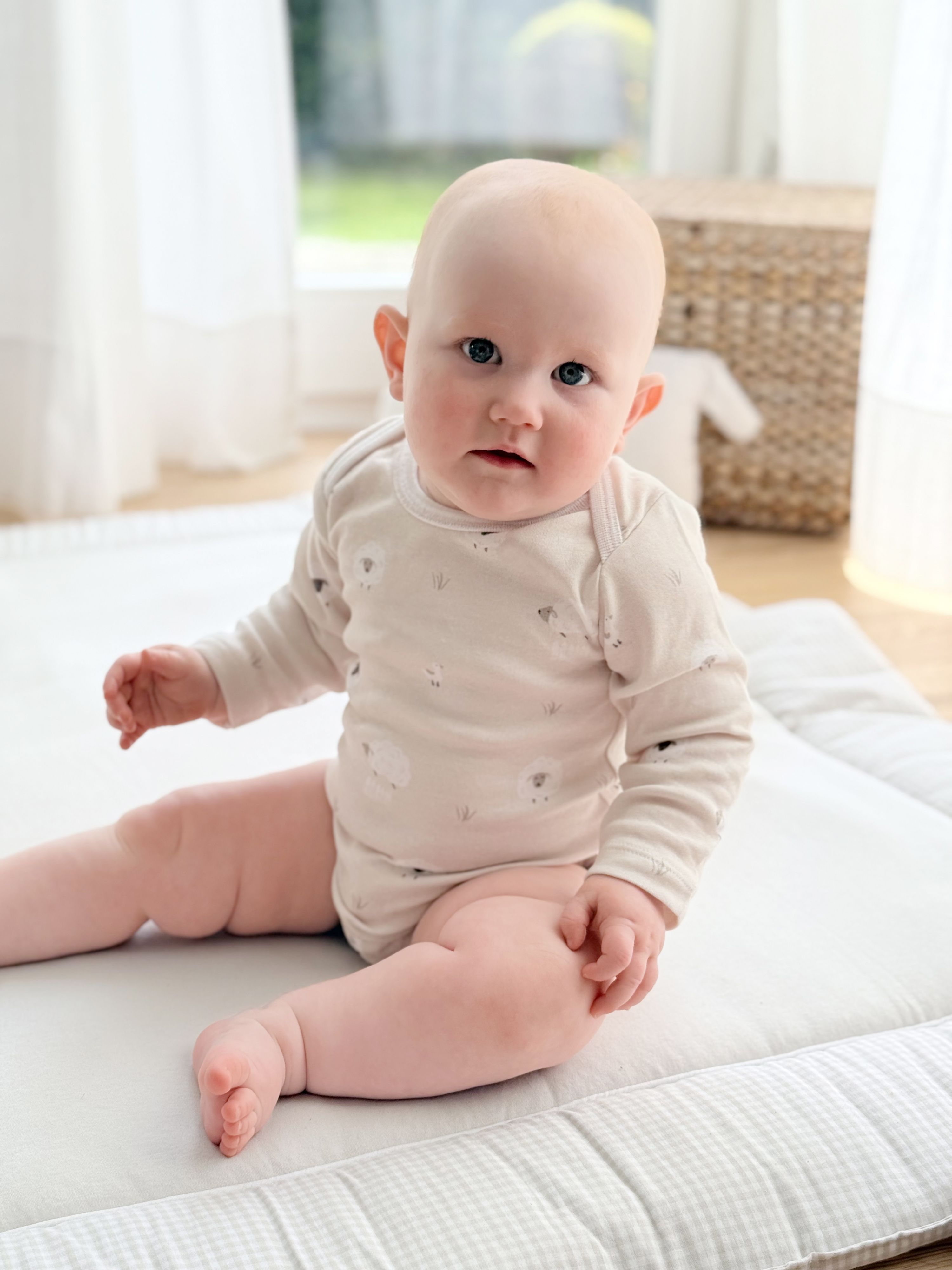 Babyset Schaf 62/68 aus Bio-Baumwolle | Geschenk zur Geburt mit Body, Beanie & Halstuch