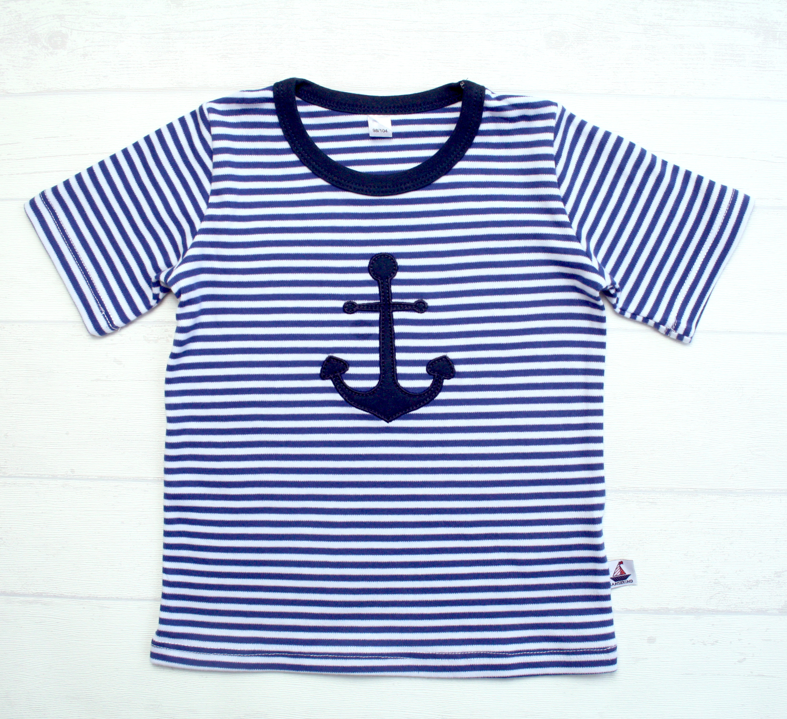 T-Shirt Kurzarm mit Anker-Applikation, navy 86-92