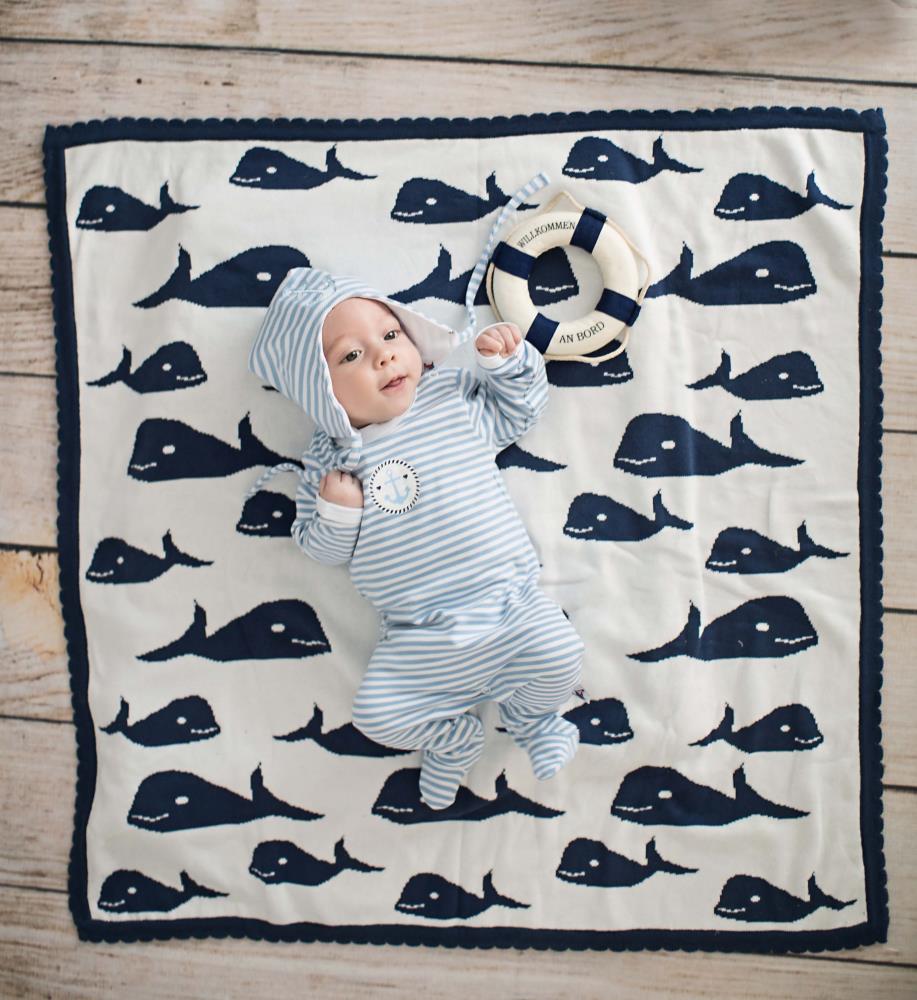 Strickdecke Wal, navy