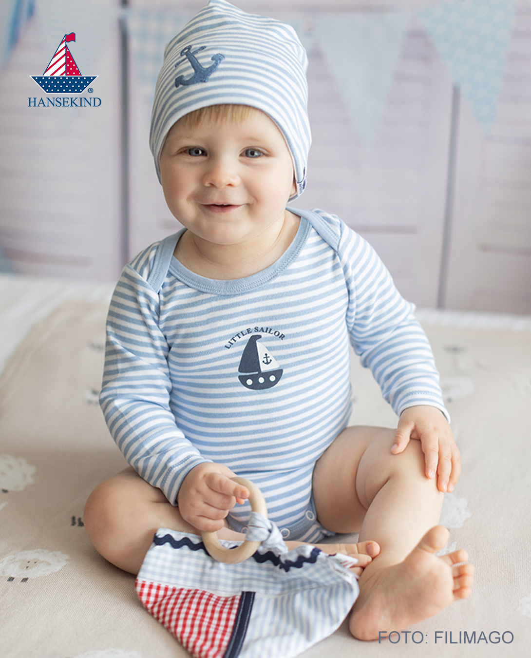 Body Langarm,50/56 hellblau-gestreift, Schiff Llittle Sailor