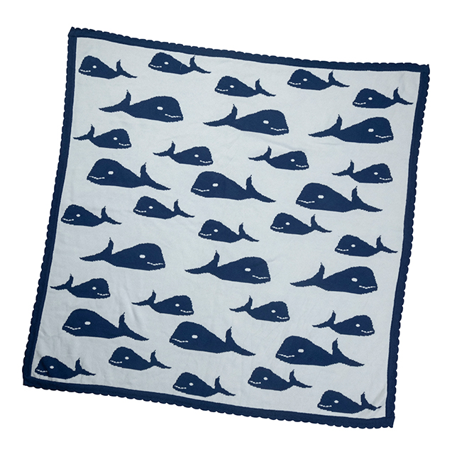 Strickdecke Wal, navy
