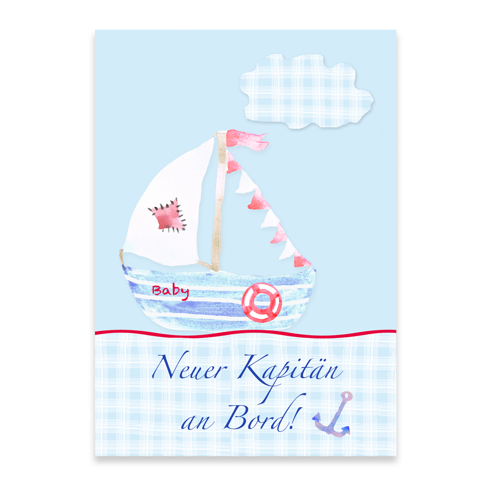 Geburtskarte Segelschiff