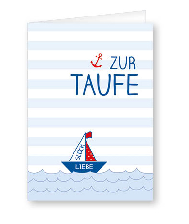 Taufkarte Segelschiff blau