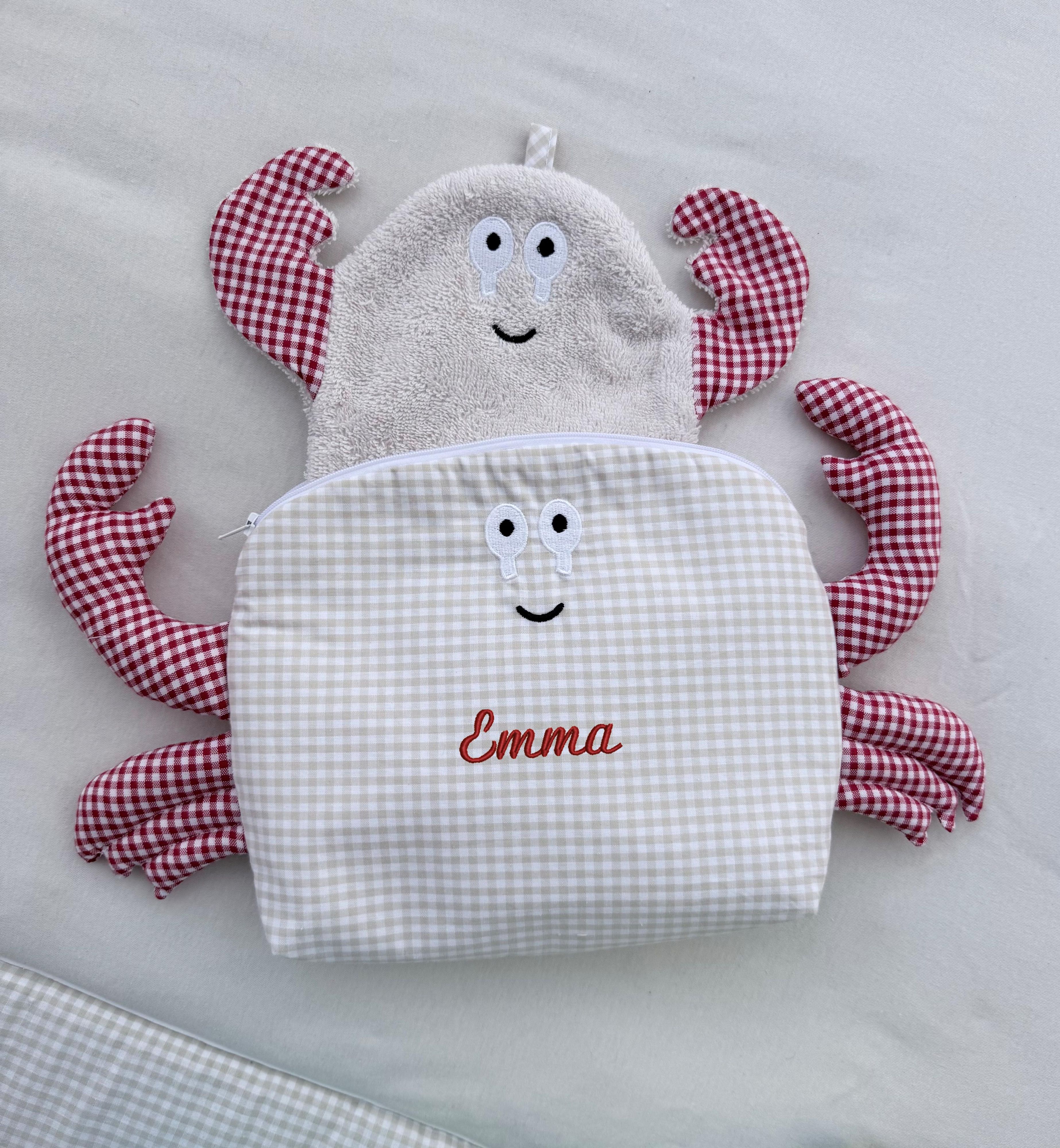 Kinder Kulturtasche Krabbe | Kulturbeutel für Kinder aus OEKO-TEX® Standard 100 | Hansekind
