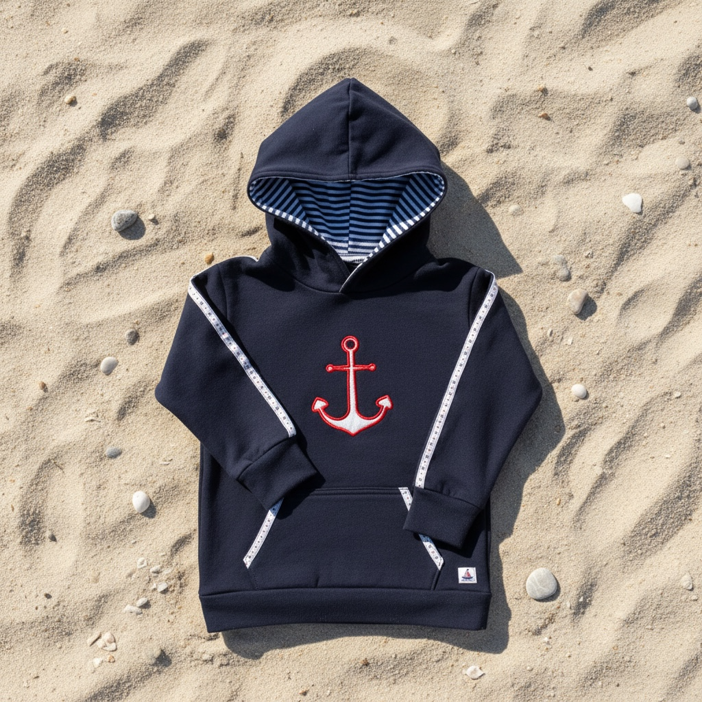 Kap.Sweat-Shirt navy, mit Ankerstickerei 98-104