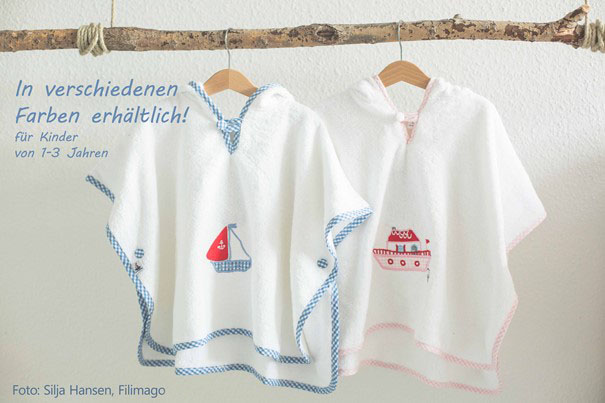 Hansekind Poncho rosa Frottee Hausboot 3-5 Jahre 